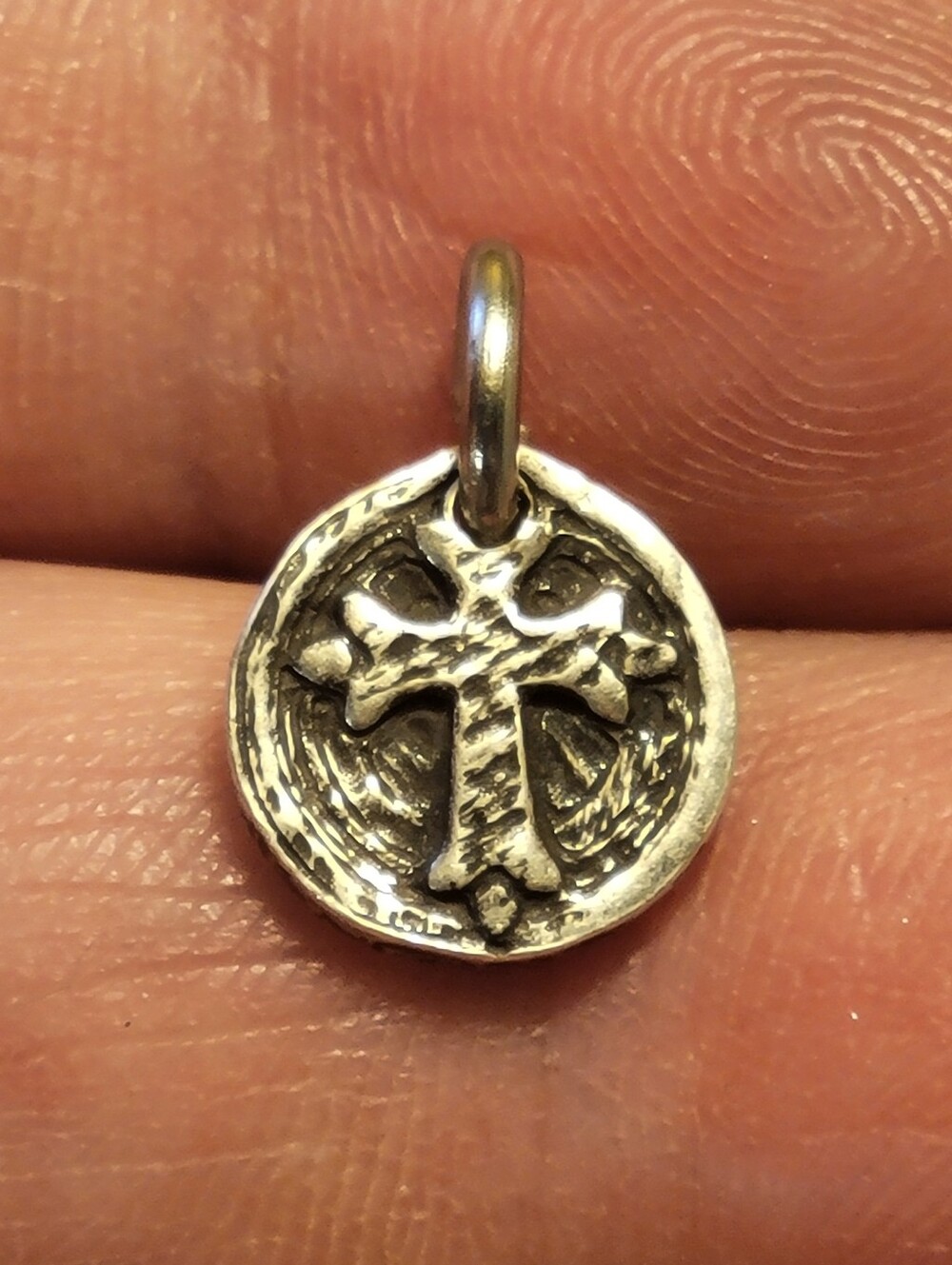 .999 Fine Silver Cross Charm Pendant - Rare - 15mm